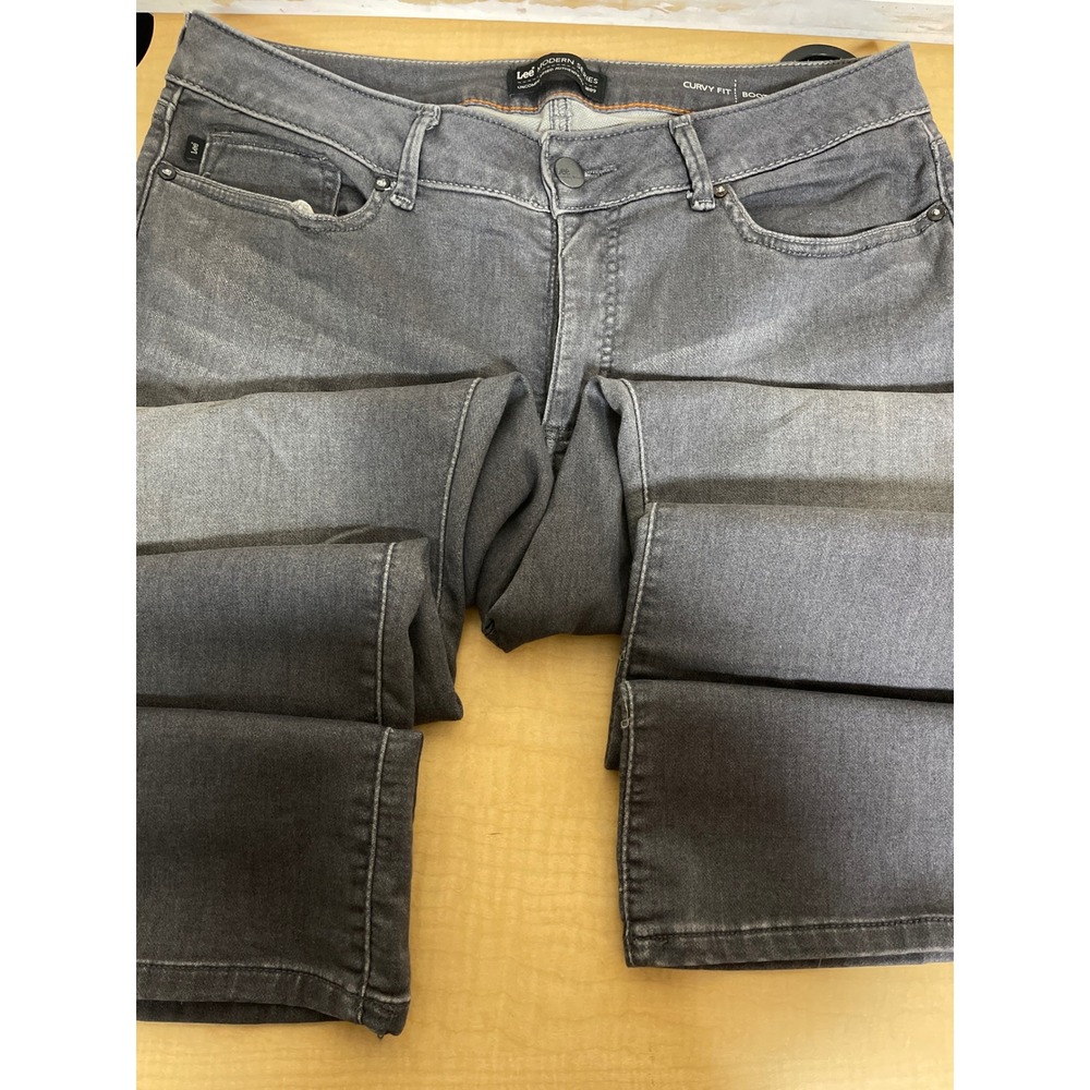 Lee Modern Series Curvy Fit Bootcut Jeans Gray Size 16 Medium 3406056